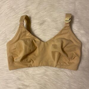 Q-T Intimates Nursing Bra Womens‎ Size 34DDD Tan Brown Wireless Maternity